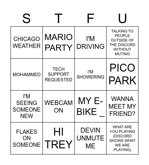 ALNEE SAYS Bingo Card