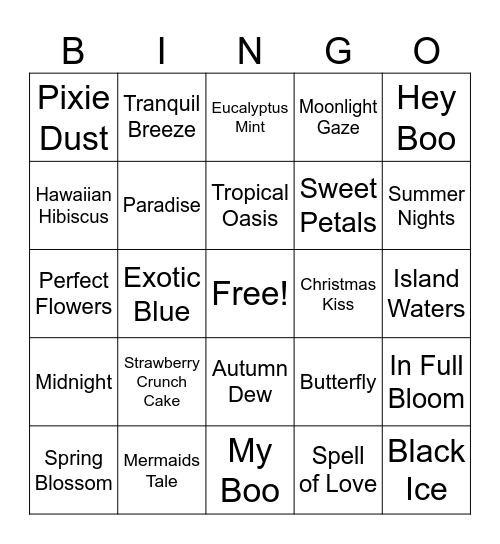 Beautifully Entwined Bingo Card