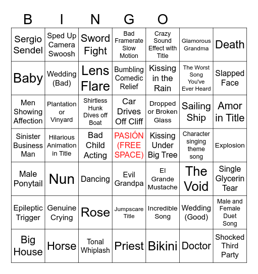 TELENOVELA ENTRADA BINGO Card