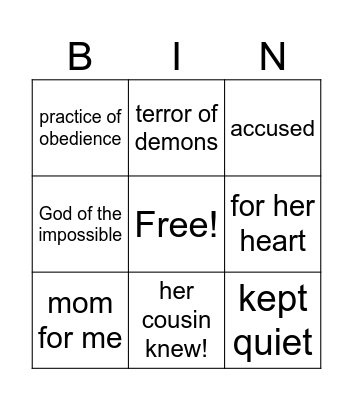 Virgin Mary Icebreaker Bingo Card