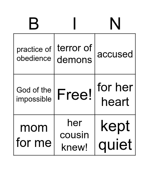 Virgin Mary Icebreaker Bingo Card
