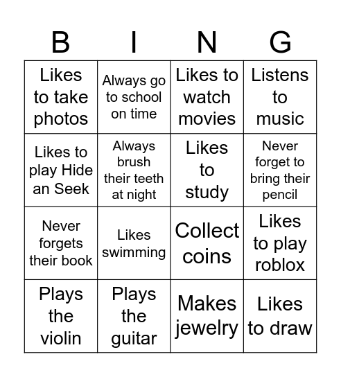 HF F - Unit 2 Bingo Card