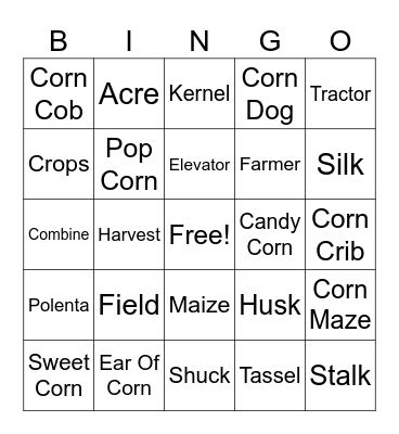 CG Corn Fest Bingo Card