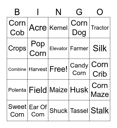CG Corn Fest Bingo Card