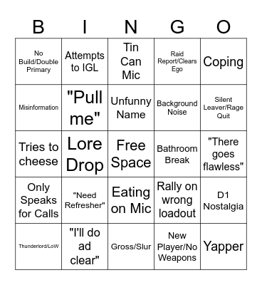 LFG BINGO Card