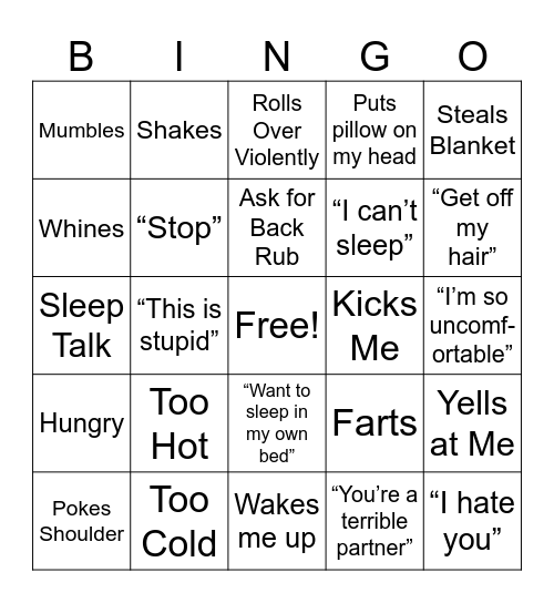 Hallie at Night Bingo Card