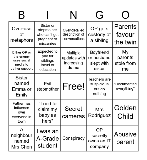 AI Story Bingo Card