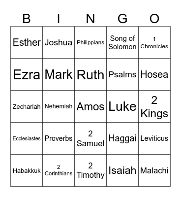 BIBLE BINGO Card