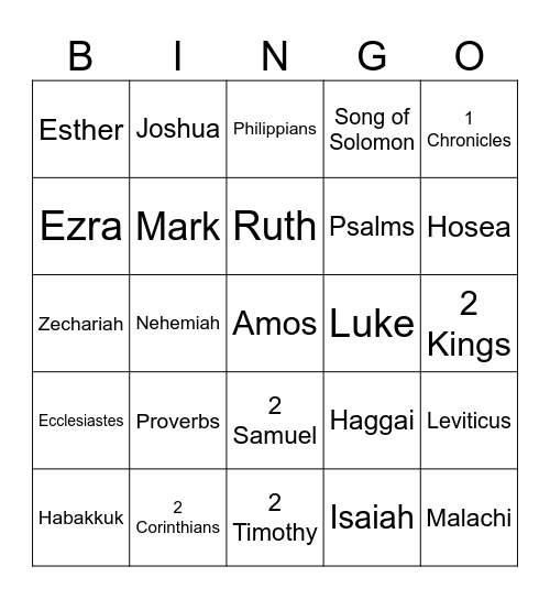 BIBLE BINGO Card