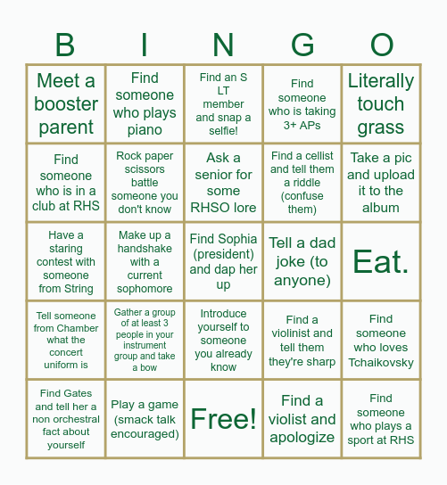 RROB Barbecue Bingo! Freshman Edition Bingo Card