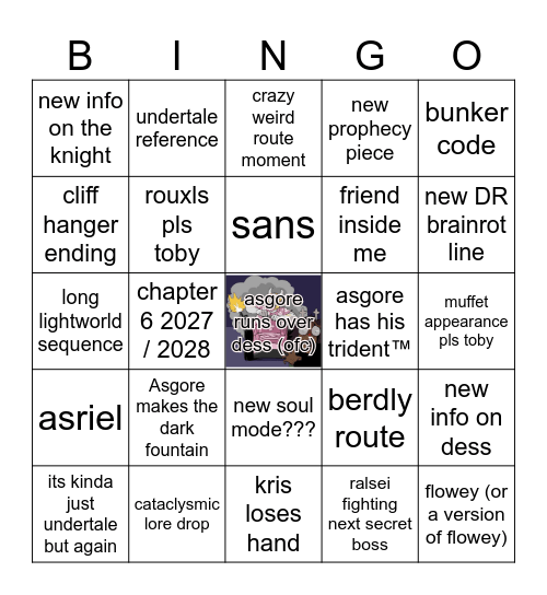 Deltarune ch5 Bingo Card