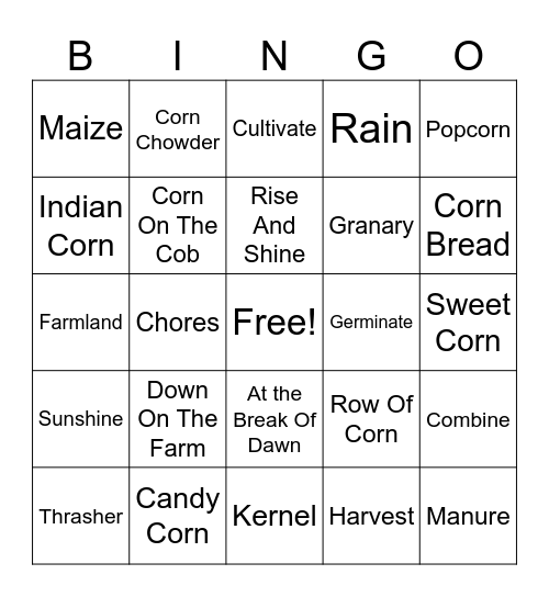 Morning Bingo Card