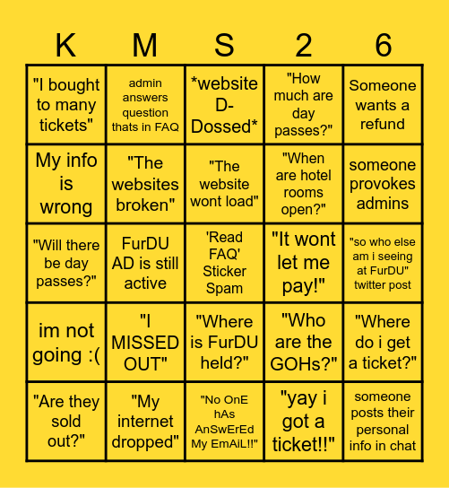 FURDU REGO Bingo Card