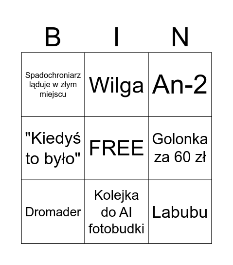 Święto Lotnictwa Polskiego Bingo Card
