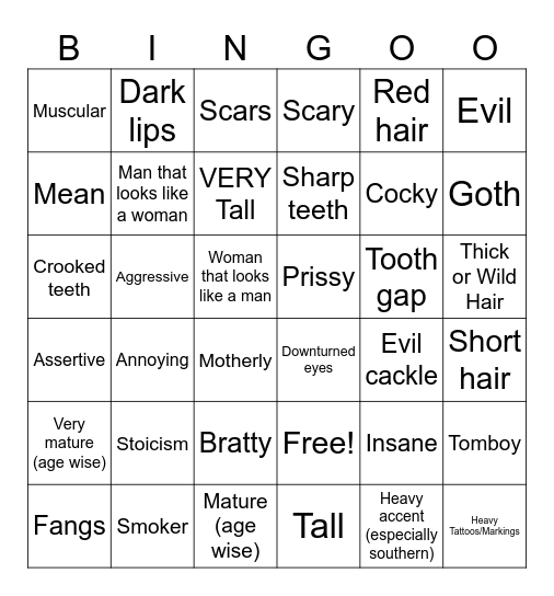 Jay’s Type Bingo Card
