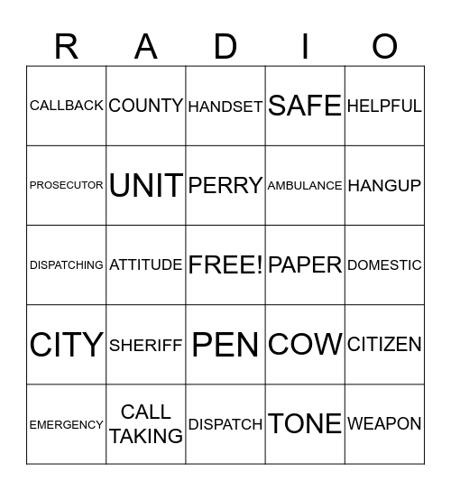 DISPATCHER!!! Bingo Card