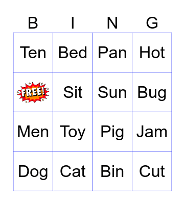 Phonics Bingo Card