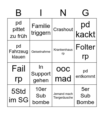 NarcoCity Bingo Card