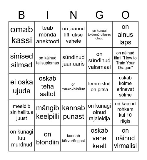Sünnipäeva BINGO Card