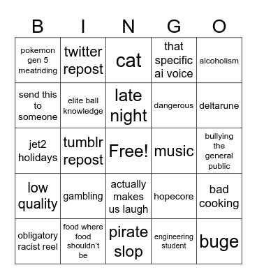 insta reels Bingo Card