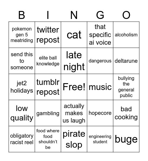 insta reels Bingo Card