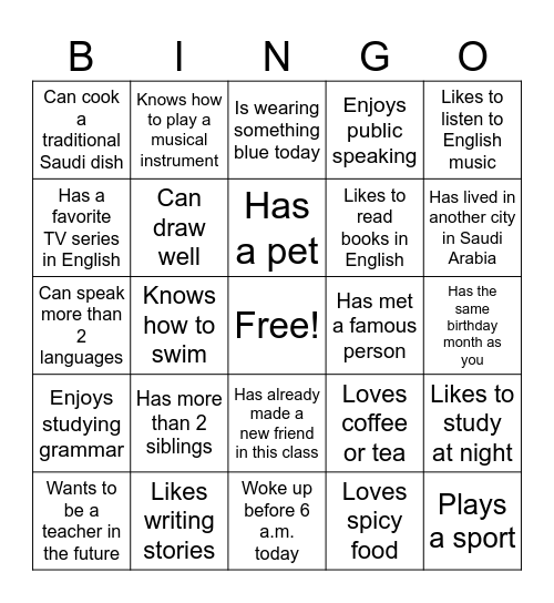 FIND SOMEONE WHO Bingo Card