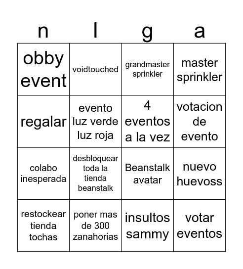 jandel Bingo Card