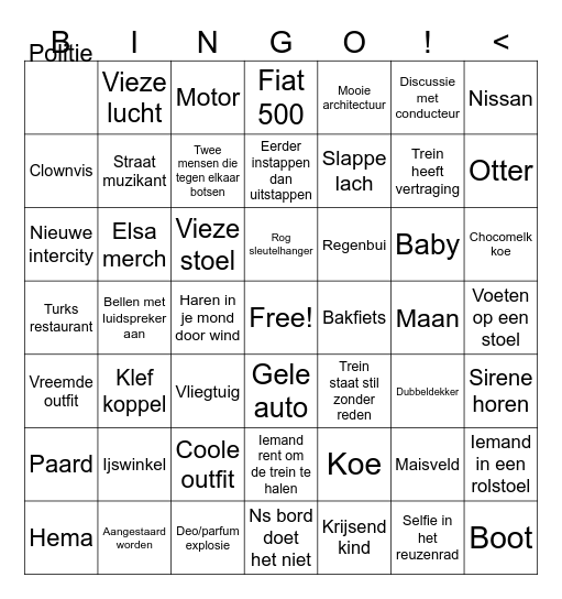 Dagje weg <3 Bingo Card