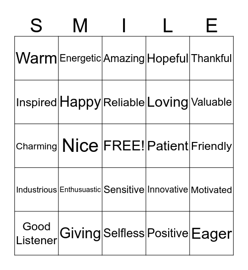 Attitude is Everything Bingo Card