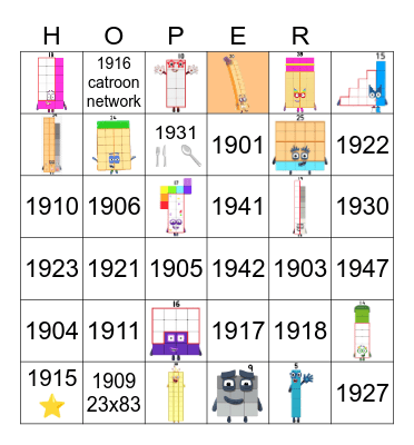 Number blocks Bingo Card