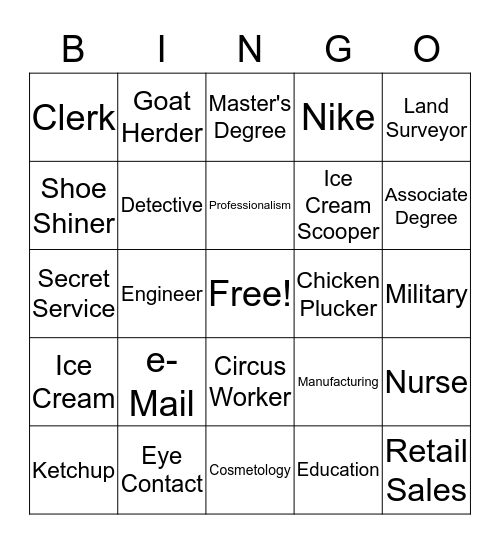 FUN Career Facts Bingo Card