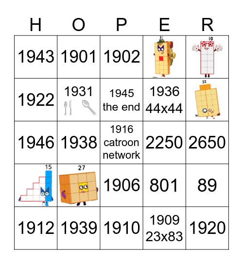 Number blocks Bingo Card