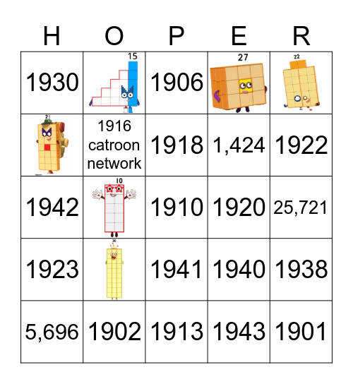 Number blocks Bingo Card