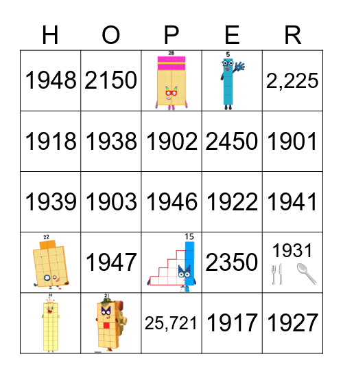 Number blocks Bingo Card
