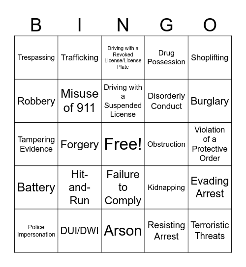 CRIME-RAMA Bingo Card