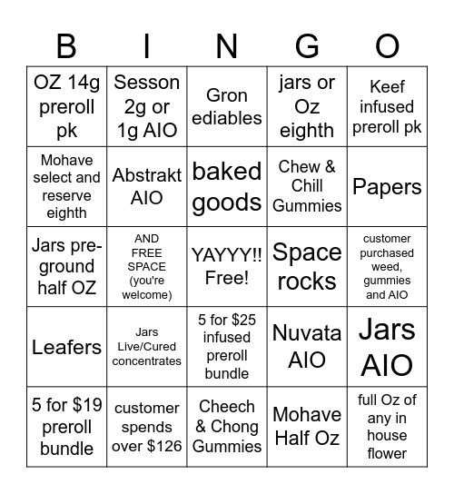 8/23/25 JARS Bingo Card