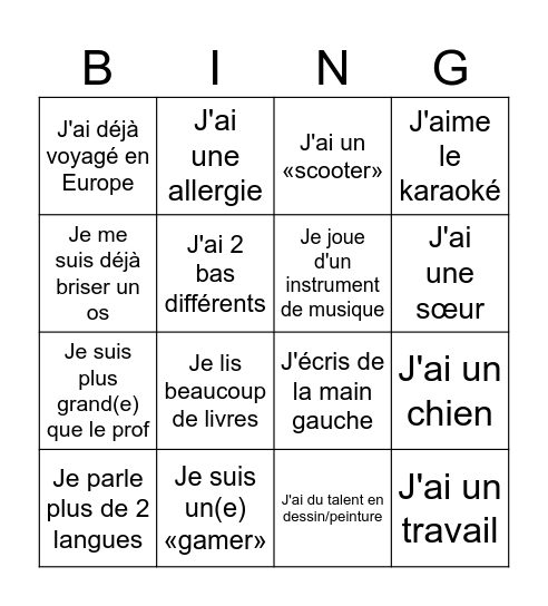 Bingo brise-glace Bingo Card