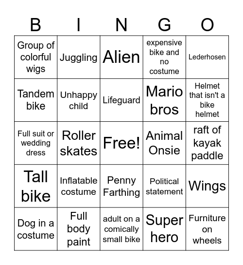 Tour de Fat Bingo Card
