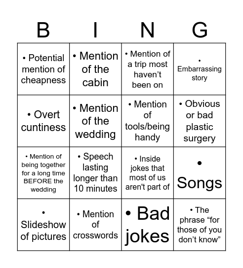 50+50 survival bing Bingo Card