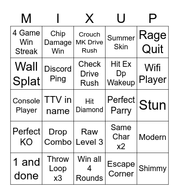 Mixup's SF6 Ranked Bingo Card