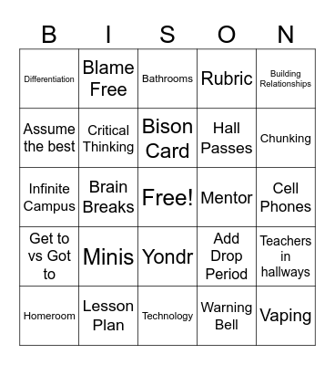 BISON BINGO Card