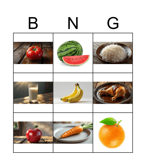 FOOD Bingo Card