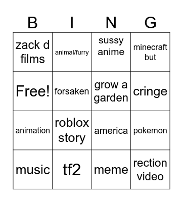 yt shorts bingo Card