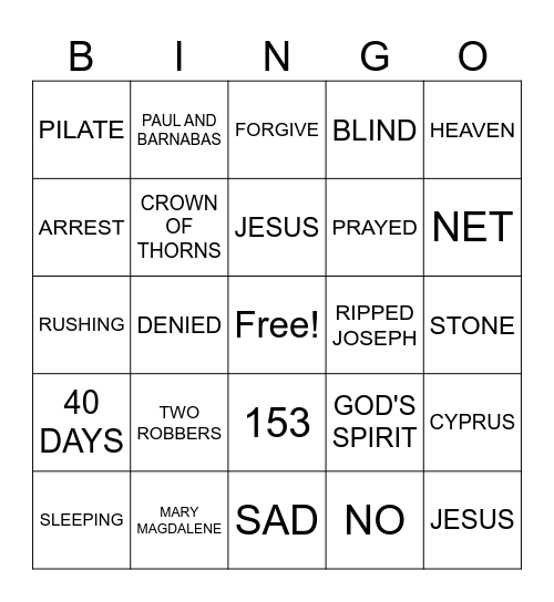 BIBLE BUDDY BINGO Card