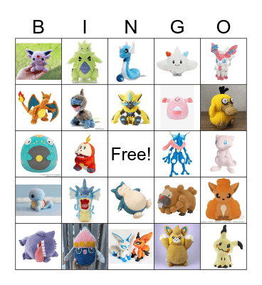 Plush Pokemon Bingo Card