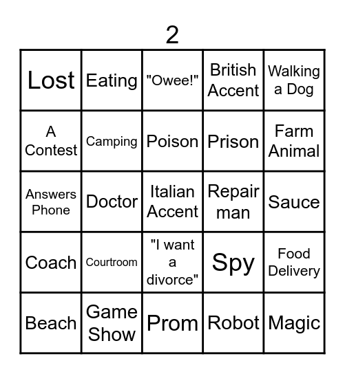 Monster Box Improv Comedy Bingo Card