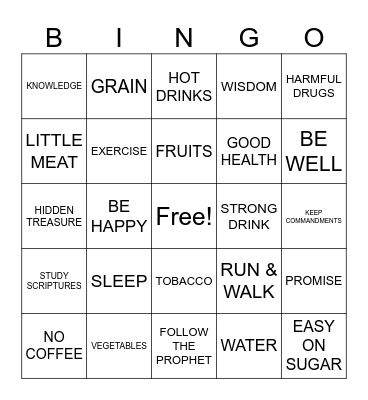 WORD OF WISDOM Bingo Card