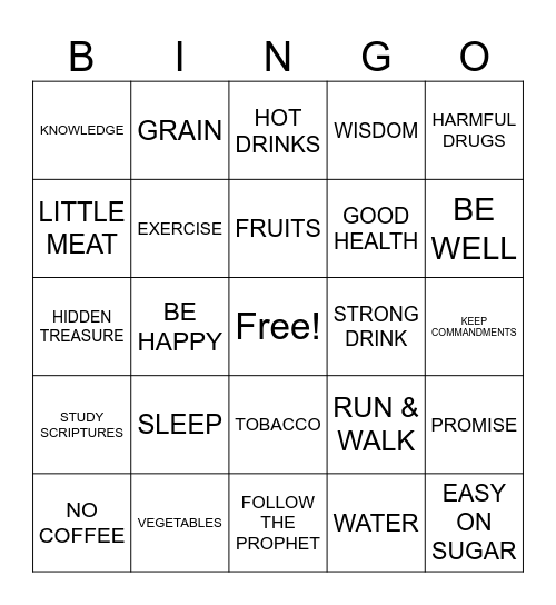 WORD OF WISDOM Bingo Card