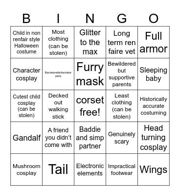 Ren Faire 2025 Bingo Card