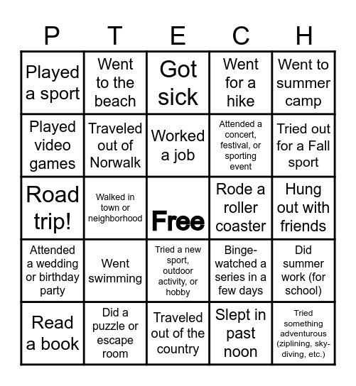 Back to School BINGO Card